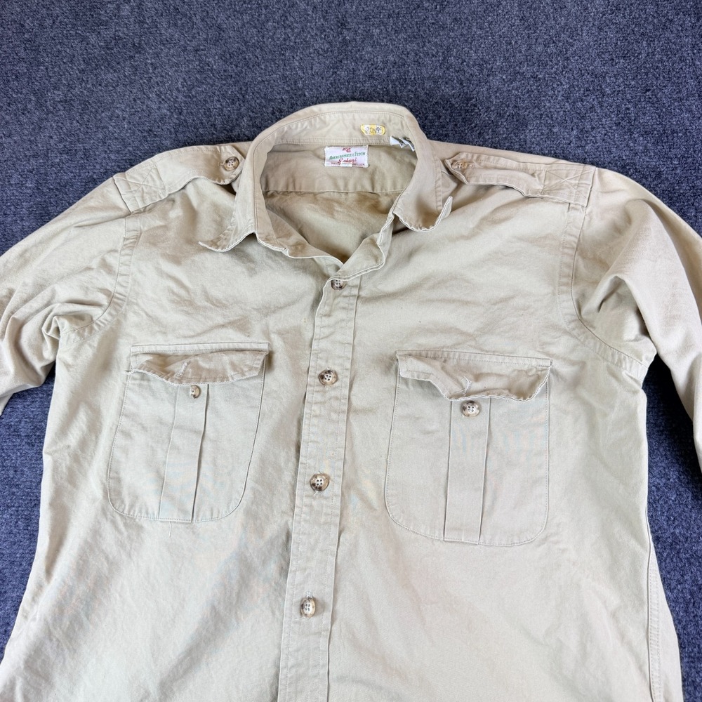 Vintage 1960s Abercrombie & Fitch Safari Jacket/Shirt Tan Pockets Men's Size L